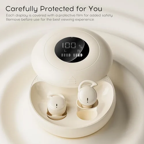Vista 7 de sunvito Auriculares para dormir Bluetooth 6.0, mini auriculares invisibles de silicona para dormir de lado, auriculares con bloqueo de ruido, Beige