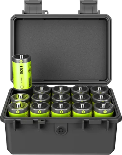 Vista 13 de KIWIFOTOS 14 Slots 18650 Battery Organizer Case Protective Hard Storage Case Shockproof 18650 18350 Battery Holder Box Batteries Container