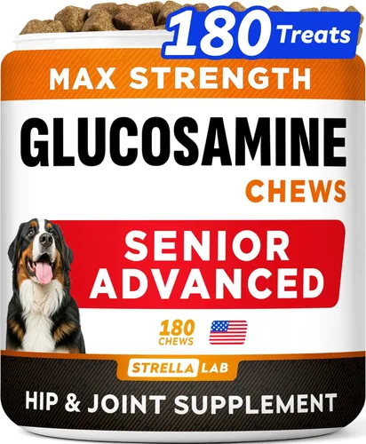 Vista 12 de STRELLALAB Advanced Glucosamine Hip & Joint Supplement for Senior Dogs - Green Lipped Mussel & Collagen - Hip & Joint Pain Relief - Large & Small