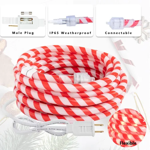 Vista 3 de Afirst Cuerda de luces de bastón de caramelo de Navidad, guirnalda de luces LED de 30 pies, IP65, impermeable, conectable, tubo de luces