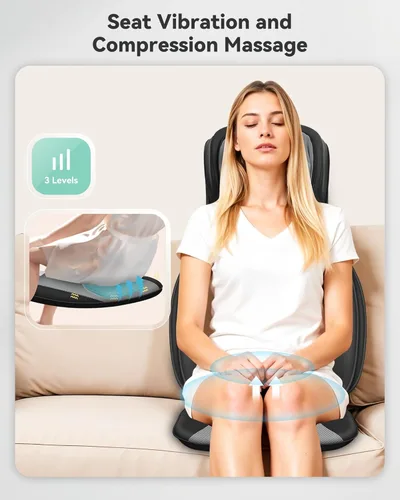 Vista 9 de Snailax Shiatsu - Masajeador de cuello y espalda con calor, almohadilla de silla de masaje con compresión, masajeador de cuello ajustable en altura