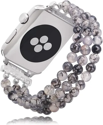 Vista 15 de Pulsera de cuentas de piedra natural compatible con Apple Watch Band Series 9, 10, Ultra 2, SE, Ultra 8 7 6 5 4 3 2 1, correa de reloj elástica