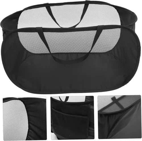 Vista 2 de CAXUSD Cesta de lavandería de malla para niños, tina grande de poliéster