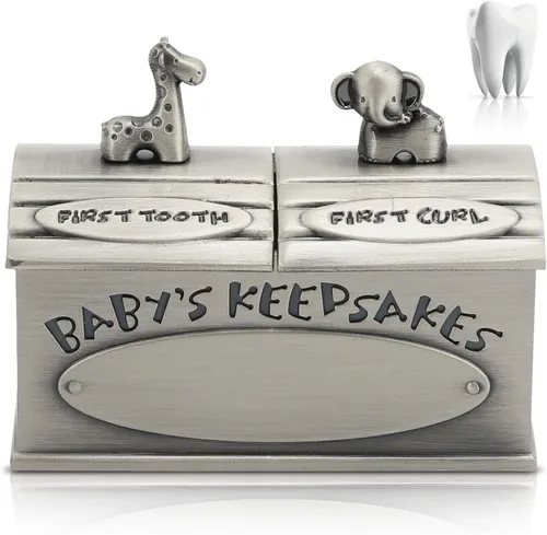 Baby Keepsake Box, Cartoon Design Keepsake Boxes with Lids Baby Tooth Box Kids First Curl and Teeth Fairy Holder Containter for Boy or Girl