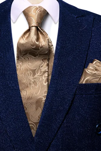 Vista 7 de Hi-Tie Mens Silk Paisley Necktie and Pocket Square Cufflinks Set for Wedding Business