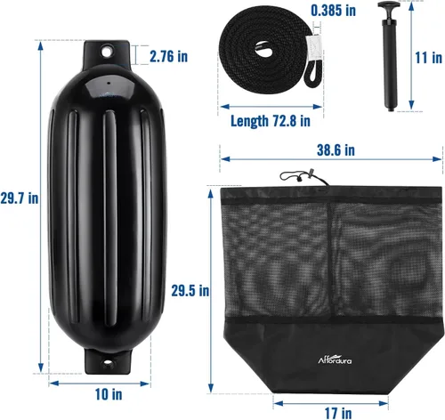 Vista 7 de Affordura Paquete de 4 Defensas de Barco Parachoques Defensas con 4 Cuerdas, Parachoques de Barco para Defensas de Barco Pontón Inflables