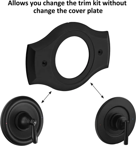 Vista 7 de Renovation - Placa de ducha para actualizaciones de ducha de 2 o 3 manijas a 1 mango, negro mate