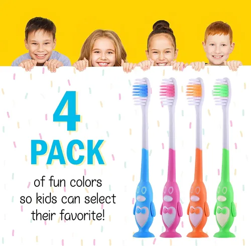 Vista 7 de Ventosa de cepillo de dientes para niños, cepillo de dientes para niños con cerdas suaves, ventosas para un fácil acceso, cepillos de dientes