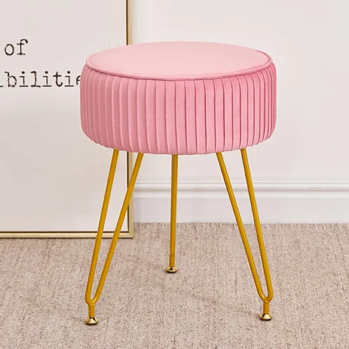 Vista 31 de Taburete de tocador de terciopelo, moderno taburete otomano con patas doradas ajustables, silla de maquillaje para tocador, silla de tocador pequeña