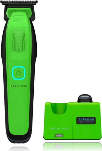 Supreme Trimmer Recharge ST777 - Recortadora de peluquero profesional con 2 baterías extraíbles, motor de 8000 RPM, cuchillas DLC de espacio cero,