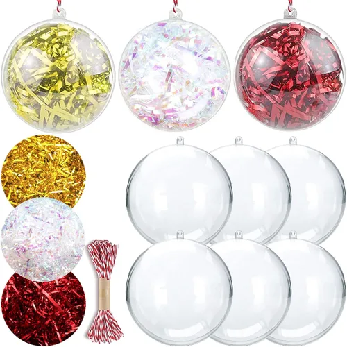 Vista 8 de 10 bolas de adorno de Navidad, bola de adorno rellenable de plástico transparente, juego de moldes de bomba de baño de 3.150 in, bolas acrílicas