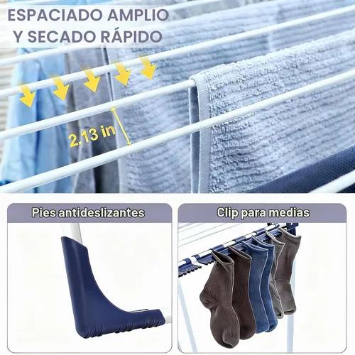 Vista 4 de APEXCHASER Clothes Drying Rack, Drying Rack Large Space with 4 Wings