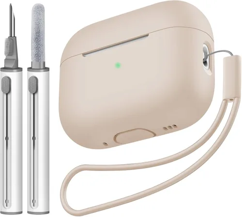 Vista 26 de Compatible con Airpods Pro 2 Case, Funda Protectora de Piel de Silicona Suave con Kit de Limpieza y Cordón Compatible para AirPod Pro de 2ª