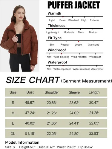 Vista 6 de Rousytn Chaqueta acolchada de invierno para mujer, ligera, con cremallera, acolchada, cuello alto, abrigo de plumón de forro polar