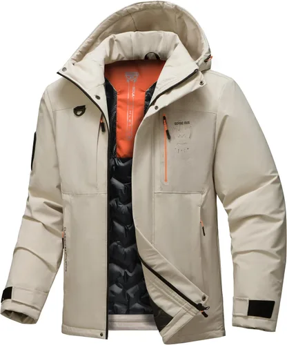 Vista 9 de Chaqueta de invierno para hombre impermeable para esquí y nieve resistente al viento para snowboard chubasquero con capucha con forro cálido