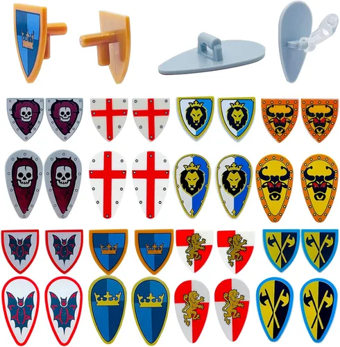 Vista 4 de Miutrue Paquete de Accesorios de Armas de Caballero Medieval Juguete de Bloques de Construcción Armadura Casco Escudo Arco Flecha Diseñado para Mini