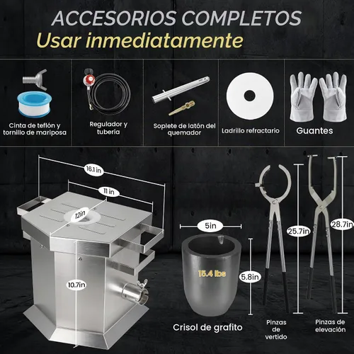 Vista 9 de CANALHOUT Kit de horno de fusión de propano de 15.4 lbs/15 libras con 2 pinzas y crisol