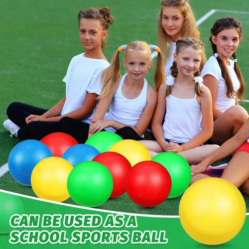Vista 6 de Jerify Paquete de 20 bolas de dodgeballs grandes, bolas de juego coloridas para patio de recreo, bolas inflables de rebote, bolas de juego de PVC