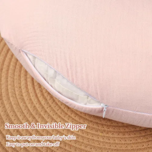 Vista 3 de Funda de almohada de lactancia para bebé, funda de almohada extraíble para lactancia materna, funda de almohada de lactancia de muselina para niños