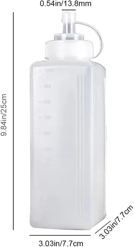 Vista 2 de Dispensador de condimentos cuadrado de plástico botella de condimento de gran diámetro para salsa de tomate mostaza aderezo ensalada aceite de chile