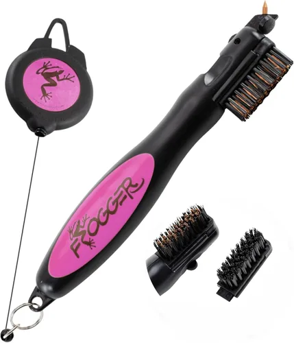 Vista 11 de Frogger BrushPro - Limpiador de palos de golf con agarre ergonómico y cable retráctil de 2.5 pies, cepillo resistente para palos de golf y limpiador