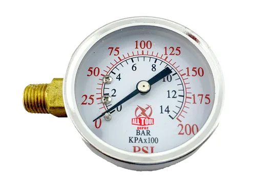 Vista 22 de Medidor de presión de aire de 1-1/2" con montaje inferior en el lado, rosca NPT de 1/8", esfera de 1-1/2" - 0 a 160 PSI