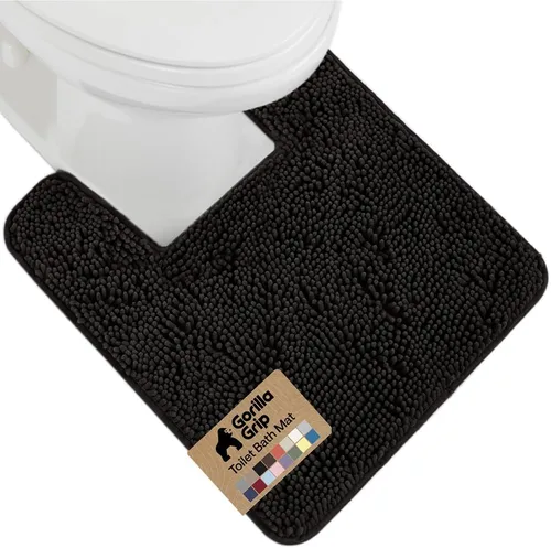 Vista 56 de Gorilla Grip - Tapete de baño afelpado, absorbente, peludo, de felpilla, para base de inodoro cuadrada, reverso de goma, suave, de microfibra, claro