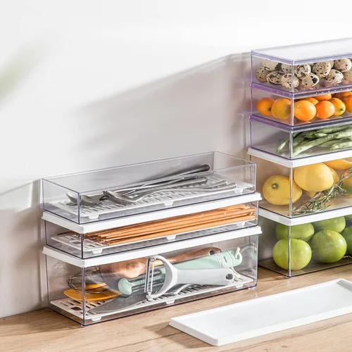 Vista 6 de Hanobe - Contenedores para pasta para despensa, grandes, para espaguetis y fideos y lasaña, 2 piezas, contenedor rectangular transparente gris