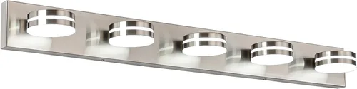 Vista 15 de Lámpara de Tocador de Baño de 3 Luces, Accesorios de Luz de Baño de Níquel Cepillado Sobre Espejo, Luces LED de Tocador con Cabezal de Lámpara