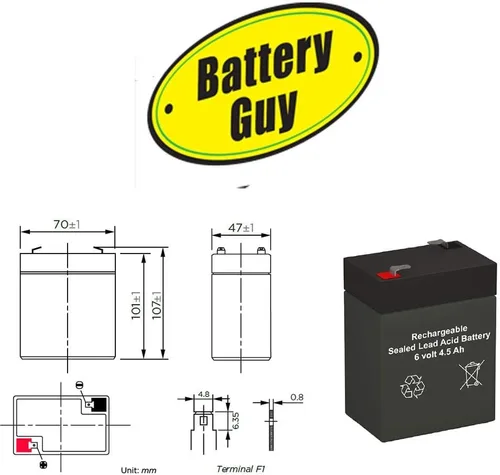 Vista 4 de BatteryGuy Batería SLA de repuesto 5EFF2 de 6 V 4.5 Ah – equivalente a la marca BatteryGuy (Recargable), cantidad de 1