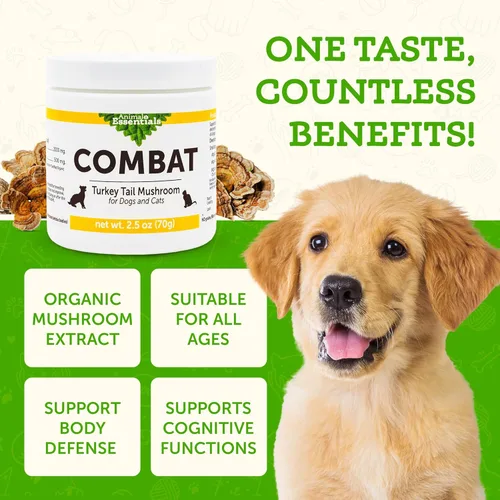 Vista 3 de Animal Essentials Suplemento de hongo de cola de pavo para perros y gatos, defensa inmunológica crítica, apoya la función cognitiva, extracto