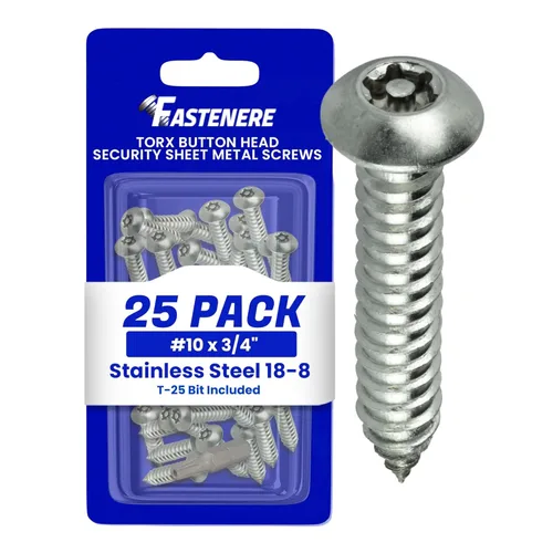 Vista 14 de Fastenere Torx - Tornillos de chapa de seguridad #6 x 1-1/2 pulgadas (paquete de 25) con cabeza de botón, resistentes a manipulaciones, tornillos