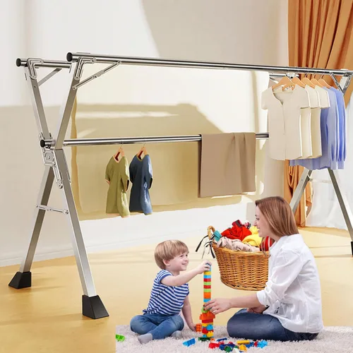Vista 2 de Laundry Room Collapsible Clothes Drying Rack, Clothes Storage Rack for Indoor Outdoor, Stainless Steel Racks for Laundry, Clothes Dryer Racks for