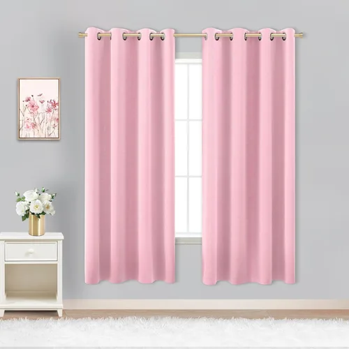 Vista 10 de KOUFALL Cortinas de Baño Aqua para Ventana, Juego de 2 Paneles Decoración Costera Cortinas Cortas Opacas para Ventana Pequeña de Cocina Puerta