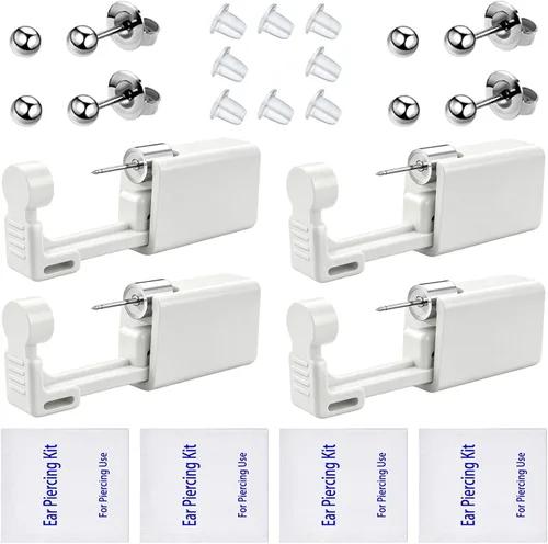 Vista 9 de Kits de Perforación de Orejas, Pistola Desechable de Perforación de Orejas Precargada con Aretes de Circonita Cúbica, Kits de Perforación Corporal