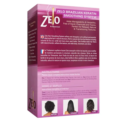 Vista 4 de ZELO Kit de tratamiento capilar de queratina brasileña con Muru-Muru, Cupuacu, mantequilla de carita y aceite de inca, elimina naturalmente