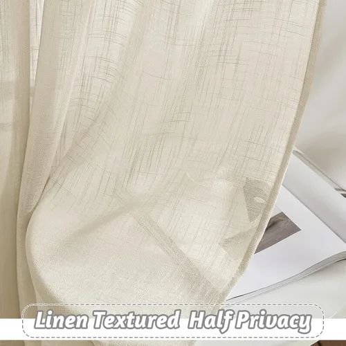 Vista 101 de RYB HOME Cortinas Cortas de Lino con Cenefas Swag - Niveles Semitransparentes para la Parte Superior de Ventanas, Decoración del Hogar con Filtrado