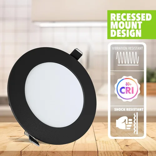 Vista 4 de Paquete de 5 luces de techo empotrables para barco RV de 480 lúmenes, luz LED súper delgada, panel de luz DC 12 V 4.75 pulgadas, 6 W, Downlights