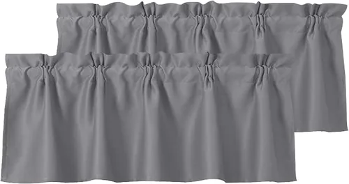 Vista 40 de DWCN Cenefa para ventana de cocina, con bolsillo para barra, para ventana, sala de estar/sótano, 36 x 16 pulgadas de largo, 1 panel, beige