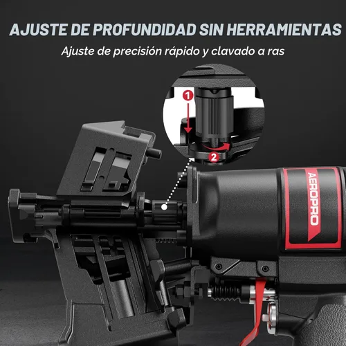 Vista 5 de AeroPro Clavadora neumática CN45N para techos – Pistola de clavos para techos de alta resistencia profesional para clavos de bobina de 15 grados 3/4