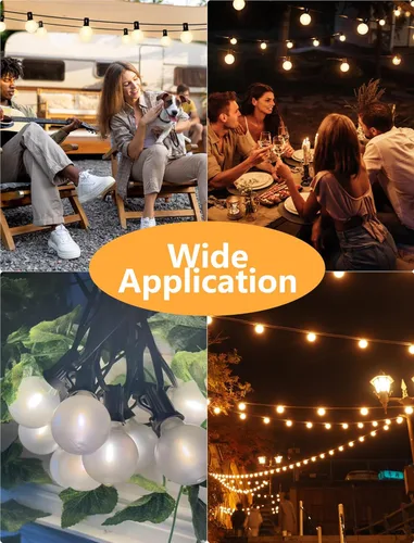 Vista 7 de Paquete de 25 bombillas LED de repuesto G40, bombillas LED de globo blanco esmerilado de 0.6 W para cadena de luces al aire libre