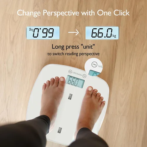 Vista 4 de Momcozy Báscula para bebés, báscula multifunción para medición de peso corporal y altura, alimentación pesada, con bandeja extraíble curva