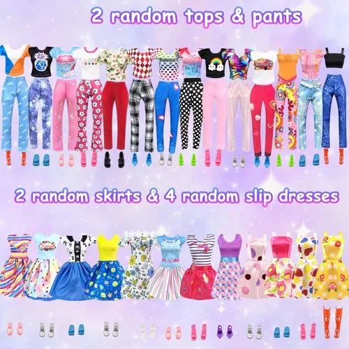 Vista 3 de 92 piezas de ropa y accesorios para muñecas con armario para muñecas de 11.5 pulgadas, kit de diseño de moda para niña, incluye trajes de vestir