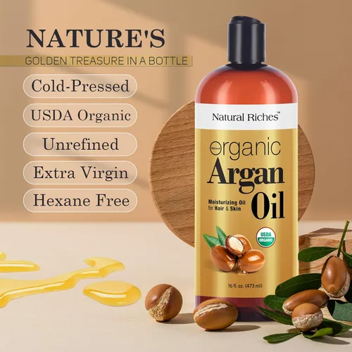 Vista 7 de Natural Riches Aceite de argán orgánico de Marruecos, 16 onzas, aceite penetrante para el cabello, suero hidratante profundo para cabello seco
