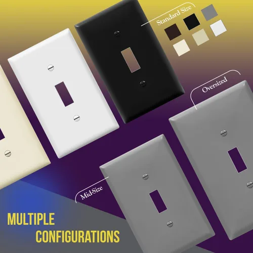 Vista 8 de ENERLITES - Placa de pared para interruptor de palanca triple sin tornillos, cubierta de interruptor de luz segura para niños, tamaño estándar de 3