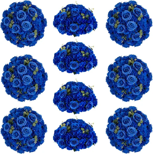 Vista 34 de Bolas de flores de rosas rojas para centros de mesa: 10 piezas de centros de mesa de flores de diámetro de 11.8 pulgadas para mesas en decoración