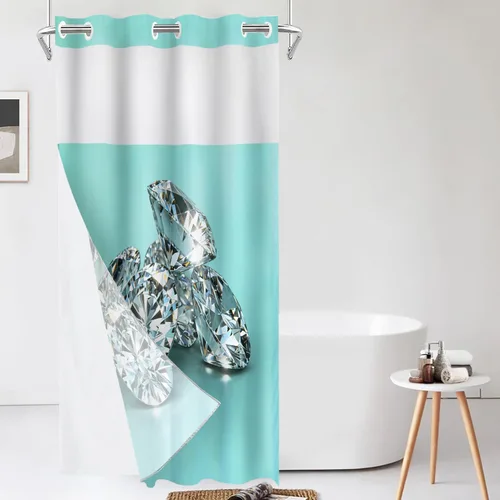 Vista 108 de Shrahala Father and Child Embracing No Hooks Shower Curtain with Snap in Liner Set, Tender Moment Captured Bathroom Décor Polyester Fiber Waterproof