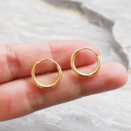 Vista 8 de Alexcraft - Juego de 3 pares de aretes de aro pequeños de oro de 14 quilates, hipoalergénicos, ligeros, para mujeres y niñas