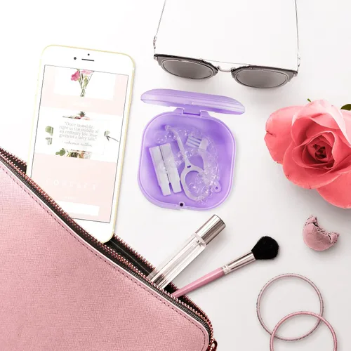 Vista 7 de Funda de retención con espejo y orificios de ventilación, bonita funda de soporte de retención compatible con Invisalign, alineador y funda