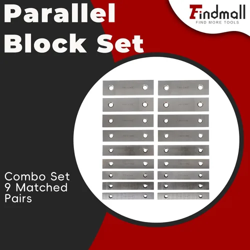 Vista 2 de findmall Juego de 9 pares de bloques paralelos de precisión de 1/4 x 6, juego de herramientas de calibre endurecido 0002